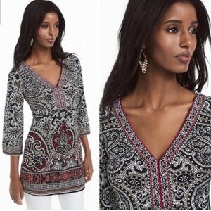 2/$30 White House Black Market Embroidered Tunic Top SZ XS